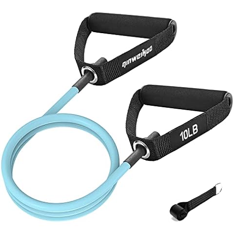 Resistance Exercise Band with Handles Workout Bands for Physical Therapy,Strength Training,Muscle Toning, Yoga, Pilates, with Door Anchor & Storage Bag. (Aqua) Cover