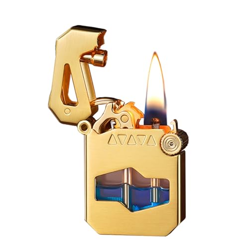 Encendedor de queroseno de metal con encendido de un toque y tanque transparente para exterior 2