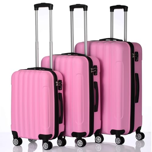 3 Piece Hard Luggage Box with Rotating Wheels 3 Piece Suitcase Set Travel Suitcase Set Retractable Handle(20/24/28)