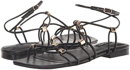 Nine West Women's MAJAH Flat Sandal, Black 001, 10 | Image 6