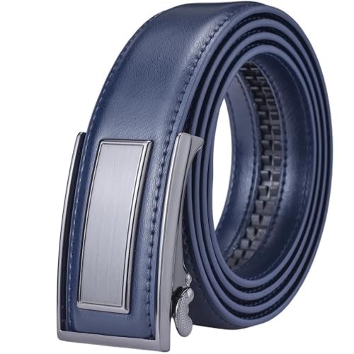 Men's Leather Ratchet Dress Belt With Adjustable Automatic Sliding Buckle 14Kdbk-Bl 150cm