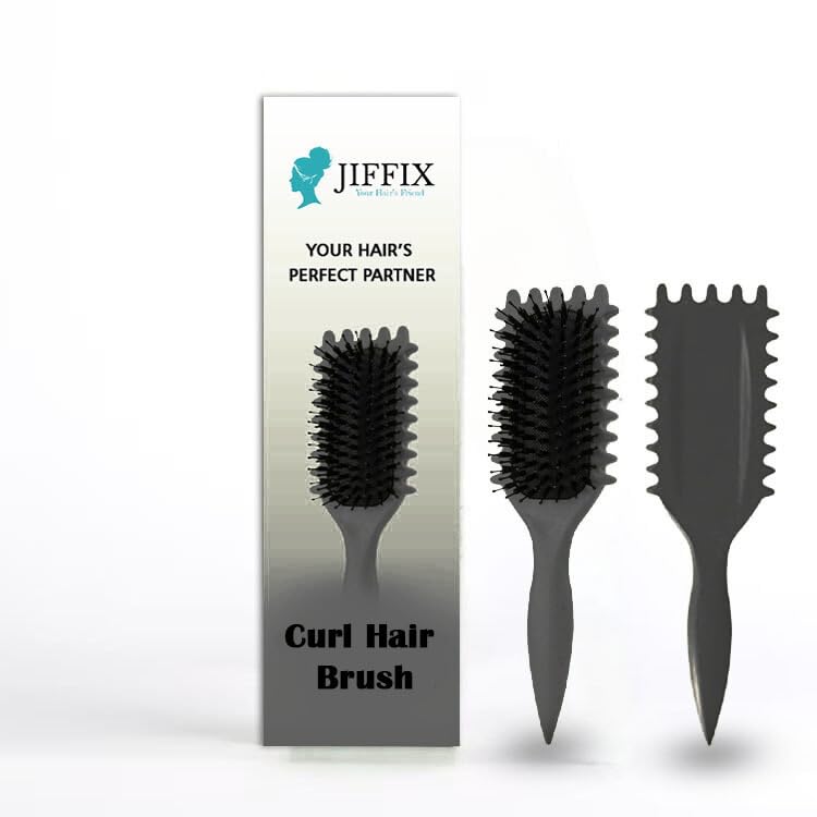 Image of Curly Hair Brush - Curl Defining & Detangling Brush for Women & Men - Boar Bristle Styling Brush for Shaping, Combing & Enhancing Natural Curls - Suitable for All Hair Types (BALCK)