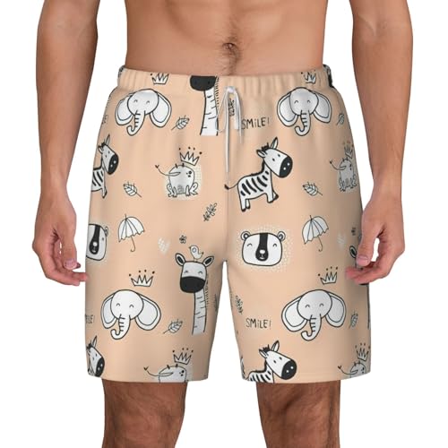 Cute Animalshort Swim Trunks with Waist Rope and Two Side Pockets Beach Shorts Bathing Suits for Men