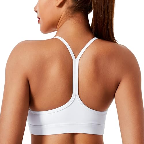 Sports Bras for Women Workout Tops Open Back Racerback Padded Athletic Yoga Bra Basic Wireless Bra White