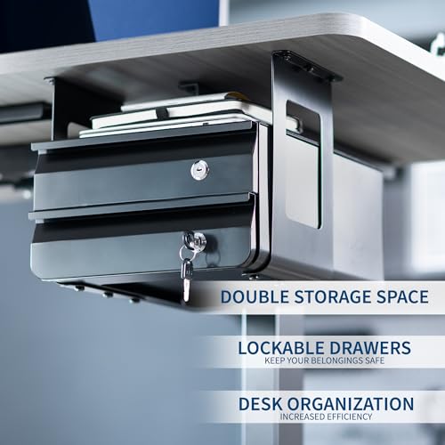 VIVO Black 12 x 14 inch Under Desk Double Stacked Drawers, DESK-AC03L-2B by VIVO - Image 2