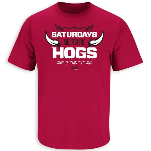 Smack Apparel Saturdays T-Shirt for Arkansas College Fans (SM-5XL) (Cardinal Short Sleeve, Large)