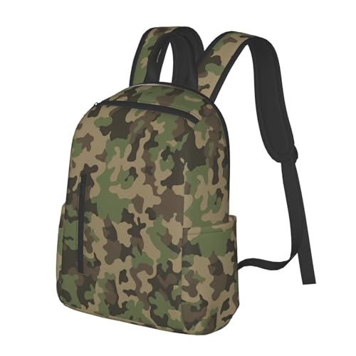 Sac à dos léger camouflage vert et noir taille unique polyvalent - 2