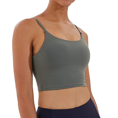 Image of Women's Strappy Stretch Sports Bra Longline Yoga Tank Top Fitness Bra Workout Camisole Crop Tops for Teen Girl