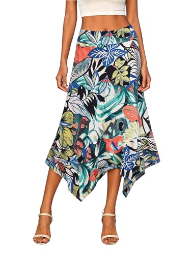 DJT Women's Skirts Stretchy Waist A Line Handkerchief Hem Flowy Flared...