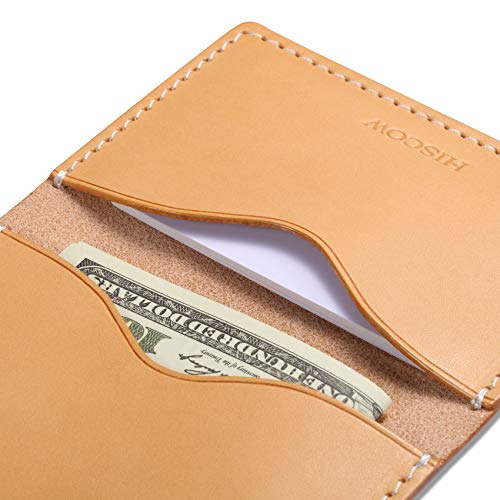 Image of HISCOW Minimalist Thin Bifold Card Holder - Italian Calfskin (Vegetable Tanned Leather)