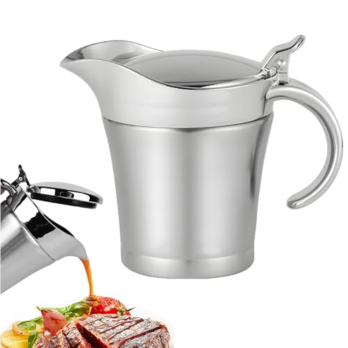 NAUXIU Sauce Gravy Pot,thermal Gravy Jug with Lid,insulated Gravy Jug,gravy Boat with Lid,304 Stainless Steel Sauce Boat Pot,Thermal Insulated Double Wall Sauce Gravy Boat Pot for Kitchen