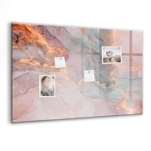 Tableau magnétique en verre 90x60 marbre avec aimants néodyme pour mémo et bureau