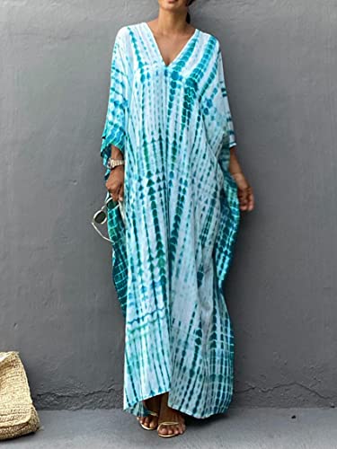 Image of Kaftan Dresses for Women Plus Size Summer Beach Dress with Print and Swim Cover Ups