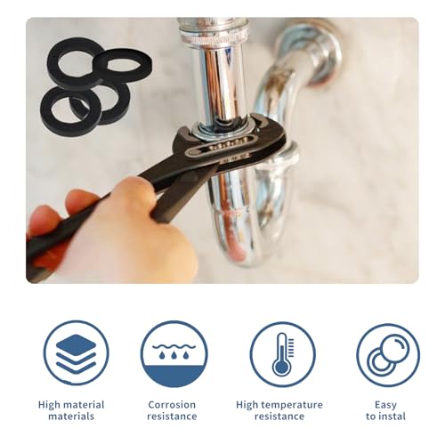 30Stk Dichtungsring Duschkopf,Wasserhahn Dichtung Duschkopf Duschschlauch 1/2 Zoll,Unterlegscheiben Anschluss 19mm Gummi,Dichtungsringe Gummidichtung für Hahnverbinder Schlauch,Brauseschlauch(Schwarz)