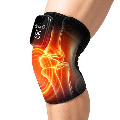 Knee Massager Knee Massager Heat and Vibration for Arthritis Cordless Heating Massager Wrap with Infrared 3-in-1 Joint Brace Pain Relief for Elbow and Shoulder