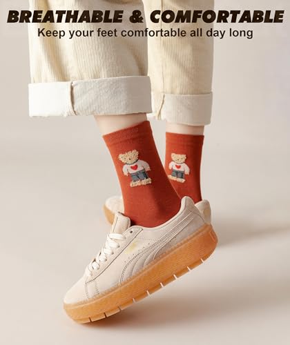 Image of IIG 5 Pairs Womens Novelty Cute Crew Socks Colorful Funny Ankle Socks Gifts for Womens Socks