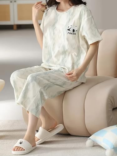 Image of Louis Luxe Womens Korean Night Dress || Full Pyjama Set || Korean Nightsuit || Women Nightwear ||Round Neck Full Sleeve Nightsuit || Loungewear || Everyday Nightdress (ND-18)