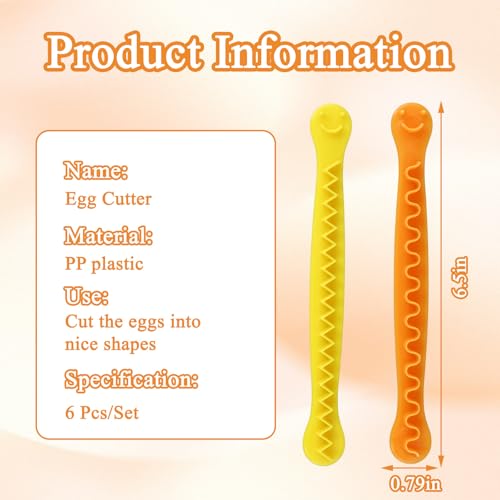 6 Pieces Deviled Egg Cutter, Fancy Egg Cutter, Wavy Lace Design for Cutting, Engraving, Suitable for Kitchen Tools, Accessories, Gifts (Yellow/Orange)
