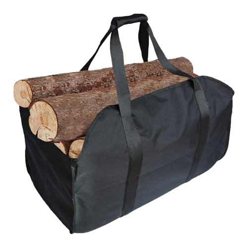 Cesta de leña portátil de, Bolsa Plegable para Chimenea, Impermeable, poliéster (Negro)