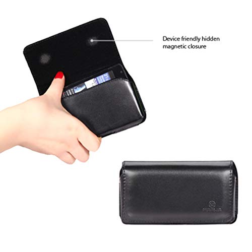 Fonus Leather Case Belt Clip for Compatible with LG Wine 2 Phones - Swivel Holster Loops Cover Pouch Carry Protective Black