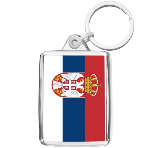 Pixly® Porte-clés drapeau de la Serbie - Souvenir - Cadeau souvenir serbe, claire, M