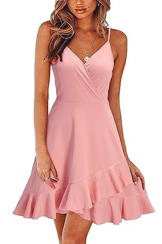 ULTRANICE Pink Dress Womens Spring Summer 2025 Trendy Casual Wrap