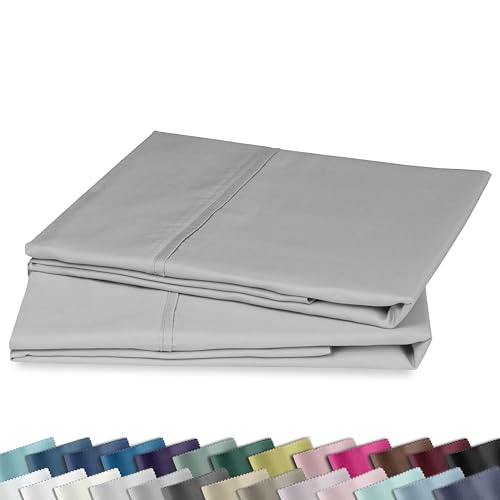 Image of California Design Den Standard Queen Size Pillowcase Set - 400 Thread Count, 100% Cotton Sateen, Set of 2 Pillow Covers, Soft and Breathable - Light Grey