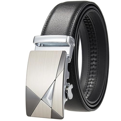Men's Solid Color Leather Belt Automatic Buckle 3.5Cm Formal Business Belt Casual Belt