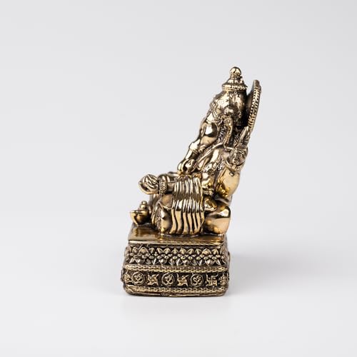 Image of Artarium Brass Chawki Ganesha Statue Car Dashboard (Height 4 inch), Small Ganpati ji Murti for Car Accessories, Home Decor, Office Gifting and Pooja Room (Golden Finish)