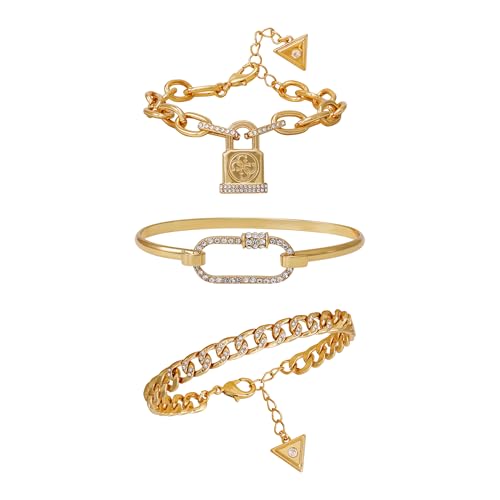 GUESS Gold-Tone 3 Piece Mixed Chain Bracelet Set2