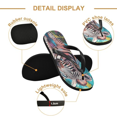 Zebra Flowers Leaves Flip Flop Beach Summer Casual Sandal for Women & Men Shower Shoes 208585602