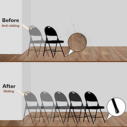 Image of Jetec 72 Pcs Black Folding Chair Leg Caps, 7 /8 Inch Round Protectors | Heavy-duty Plastic Glides, Non-marring Floor Protectors for Hardwood Tile Floors, Replacement Feet Tips, Round Tube Fit