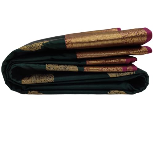 Kanchipuram Pure Silk Saree Original Golden Zari Intricate Jacquard Heritage Weaves Traditional Zari Rich Bord