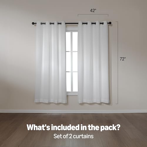 Image of Amazon Basics Chenille Room Darkening Curtains, Light Filtering Window Drapes for Bedroom and Living Room, 2-Panel Set with Grommets, 42 inch W x 72 inch L, White Diamond