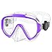 Norabidea Swim Goggles Adult, Anti Fog One Piece Lens Snorkel Diving Goggles, Clear View Tempered Glass Swimming Mask with Nose Cover for Scuba Dive Swim (Purple)