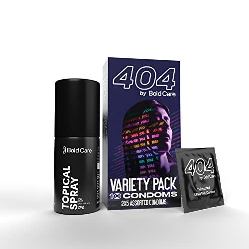 Image of Bold Care EXTEND Non-Transferable Spray for Men - (Pack of 1) + Bold Care 404 Variety Pack with 2 x 5 Assorted Condoms in each pack - (Pack of 10) - Combo