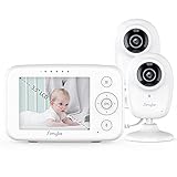 Simyke Video Baby Monitor with 2 Cameras and Audio 3.5' LCD Digital Display with Long Range Night Vision Temperature Monitoring VOX Auto Lullaby Function 2 Way Talk