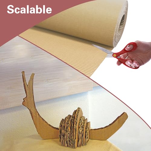 Image of Corrugated Cardboard Roll 12 x 196 Inch Single Face Corrugated Cardboard Roll Shipping Corrugated Roll Heavy Duty Large Paper Corrugated Wrap for Packing Storage Shipping DIY, Brown, 2 Roll