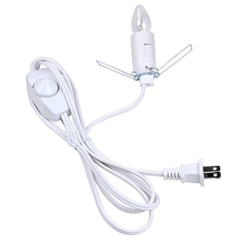 JD Gems White Cord Himalayan Salt Lamp Cord with Dimmer Original Replacement UL-Listed with One Bulbs, 3