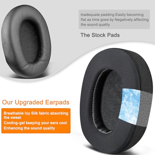 Image of SOULWIT Cooling-Gel Earpads for Razer Barracuda Pro (Do Not Fit Barracuda /Barracuda X) Headphones, Ear Pads Cushions with Noise Isolation Foam, Ice Silk Fabric - Black