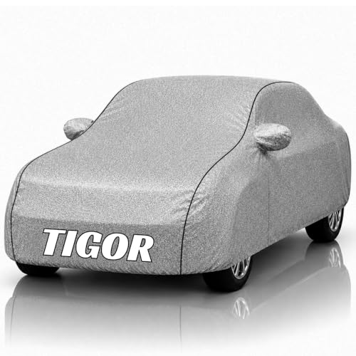 Image of Safe-Cars New Silver 100% Waterproof Tigor Car Cover | Polyester Car Body Cover for Rain & Sun | UV Protection, Dustproof, Scratch Resistant, Windproof, Heat Resistant, Custom Fit