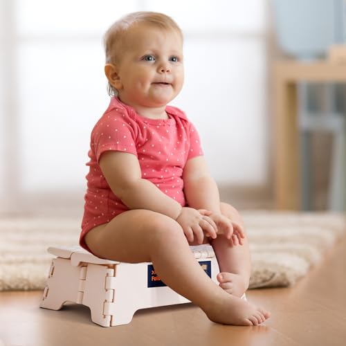 Image of Flottian 5 inch Folding Step Stool for Adults and Kids 15-Inch Extra Wide Stool Holds Up to 300 lbs,Non-Slip Folding Stools with Handle,Compact Plastic Foldable Step Stool for Bathroom,Kitchen,ect Khaki