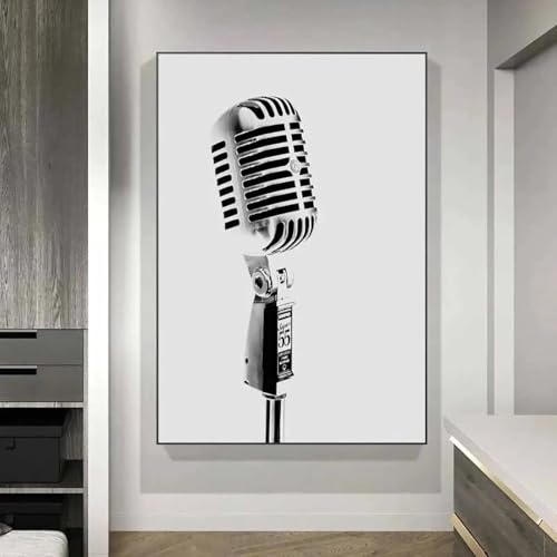 Affiche Toile Piano et Guitare Noire et Blanche | Décoration Murale Salon 50x70cm