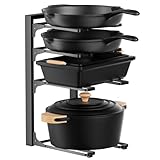 Important Size Note: This pot organizer rack measures 9.67" W x 15.75" H x 8.66" D. Before ordering, please measure your cabinet interior to ensure a proper fit. We recommend a minimum space of 12.6" W x 17.7" H x 10.98" D after loading your cookware...