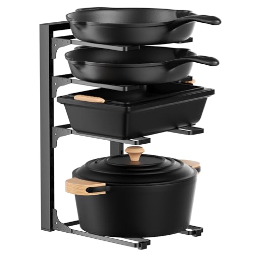 MUDEELA Pots and Pans Organizer under Cabinet 15.75' Tall, 4-Tier Heavy Duty Pan Organizers inside...