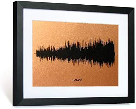 Customized Gift -Love Song Sound Wave Prints - Soundwave Art in Bronze Aluminum Frame Frame for 8th Wedding Anniversary and Valentines Day Gift