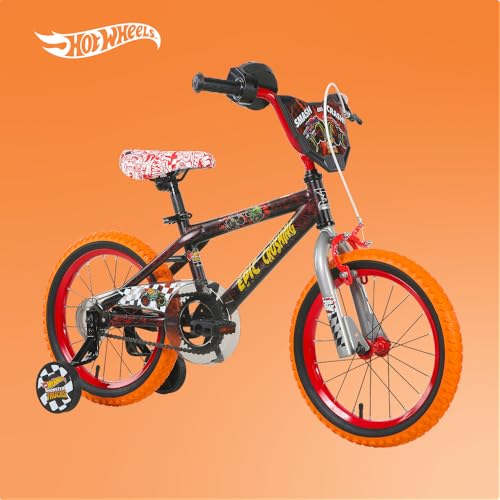 Image of Dynacraft Hot Wheels BMX Bike for Boys, 12-18 Inch Kids Bike, Ages 3-9, Rev Grip Handlebar Feature, Red & Black