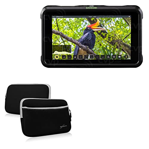 BoxWave Case Compatible with Atomos Shinobi - SoftSuit with Pocket, Soft Pouch Neoprene Cover Sleeve Zipper Pocket - Jet Black