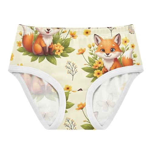 Designer Toddlers Underwear Floral 2t Cotton Panties Little Girl Cute Cartoon Foxes Orange Floral Briefs Girls Undies