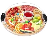 Zenzemwa Charcuterie Boards, Charcuterie Board with Lid Round Cheese Board Serving Tray House Warming Gifts New Home Wedding Bridal Shower Gifts for Women 6 Compartments